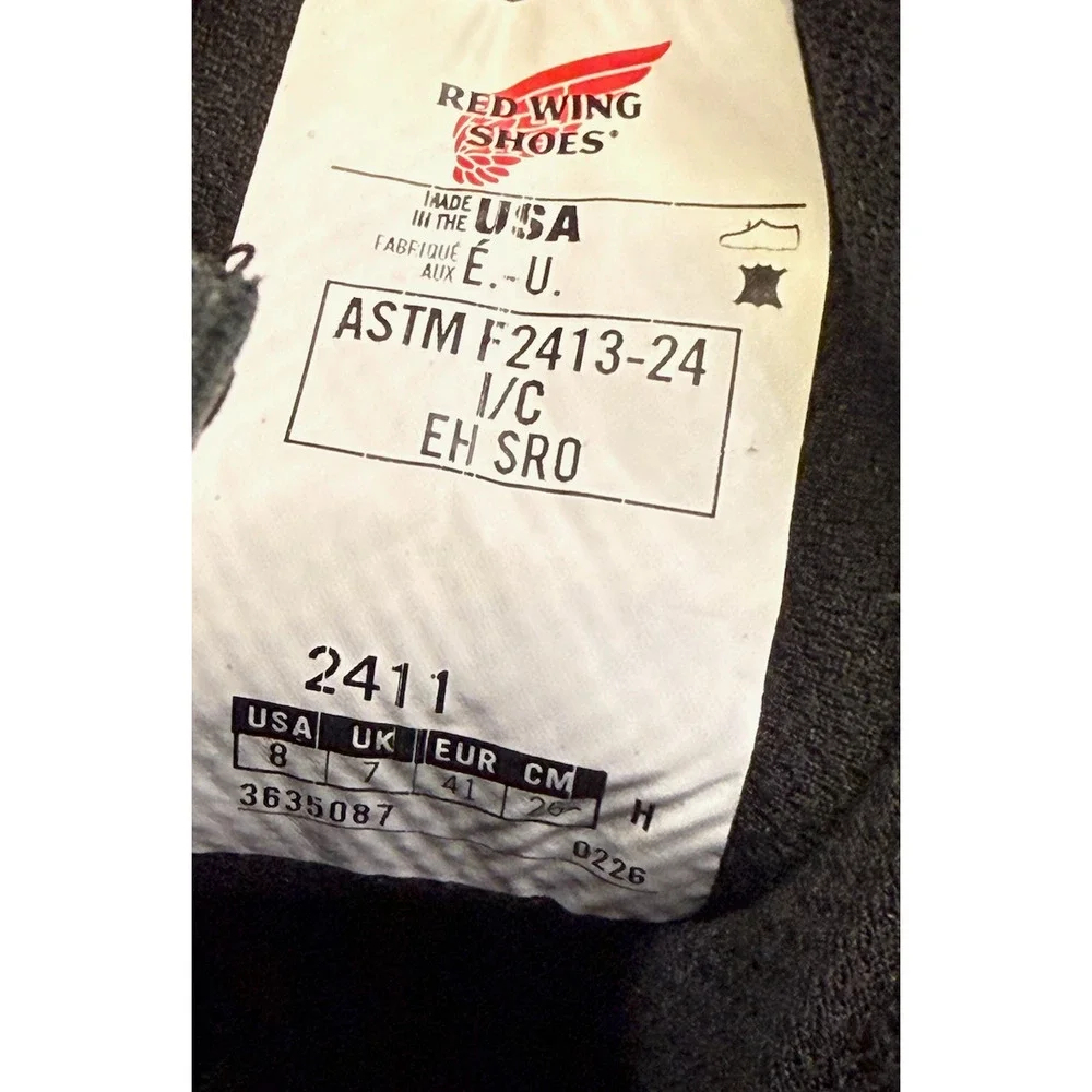 RED WING BLACK 2411 BURNSIDE 6-INCH WATERPROOF SAFETY STEEL TOE WORK BOOTS 8 H